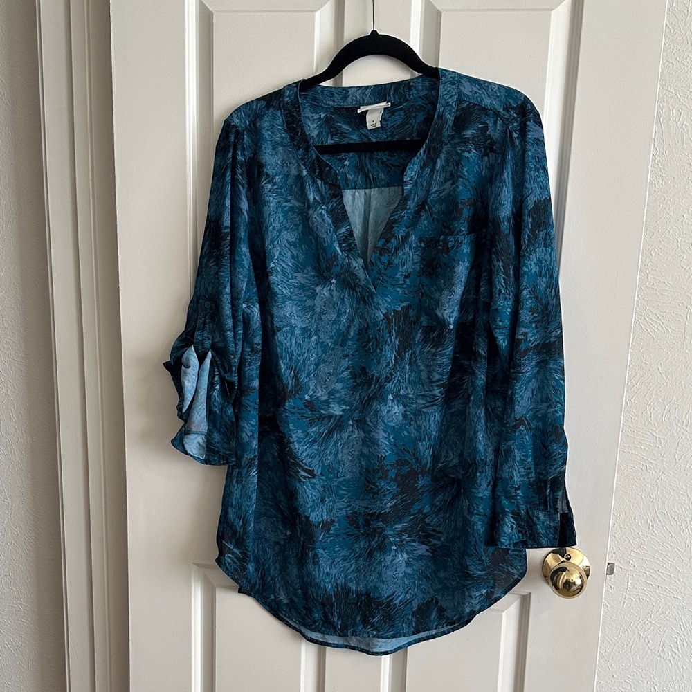 Ava & Viv Teal and Black Blouse